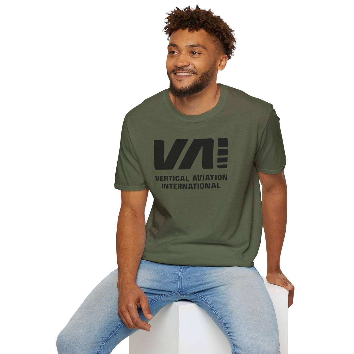 Unisex "VAI Black" Military Green Cotton Tee
