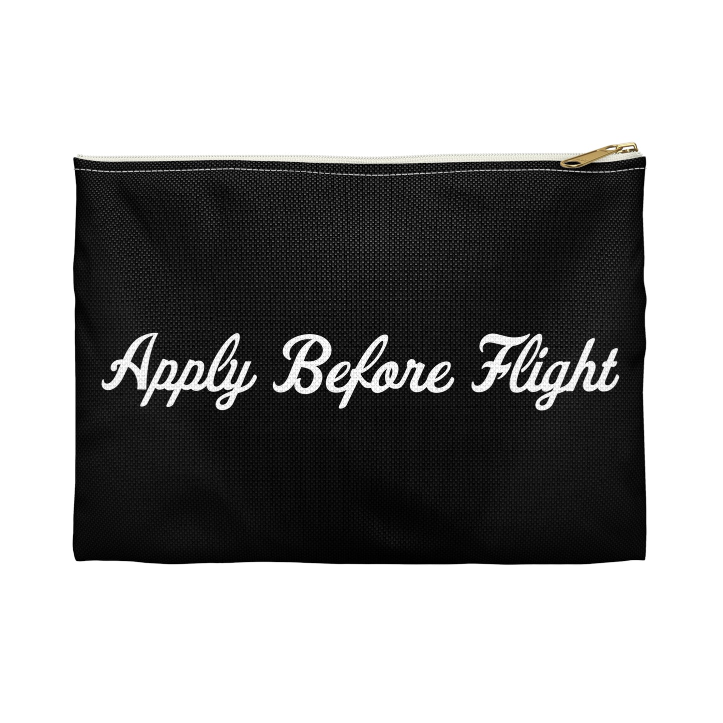 "VAI Apply Before Flight" Black Zippered Cosmetic Pouch