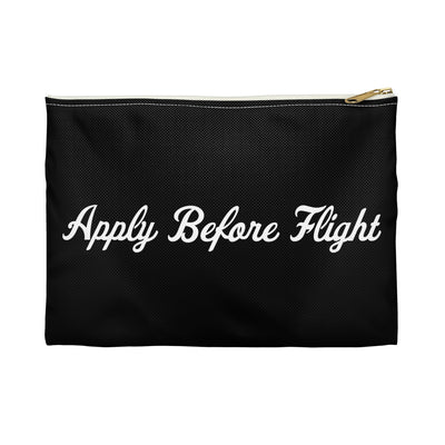 "VAI Apply Before Flight" Black Zippered Cosmetic Pouch